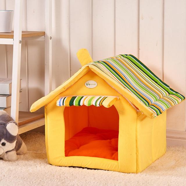 Striped Foldable Pet House & Bed - Paw Pet Hubs