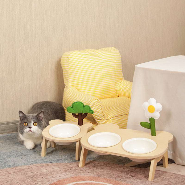 Elevated Wooden Dining Bowl For Cat - Paw Pet Hubs