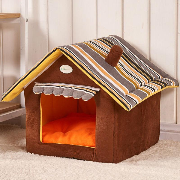 Striped Foldable Pet House & Bed - Paw Pet Hubs
