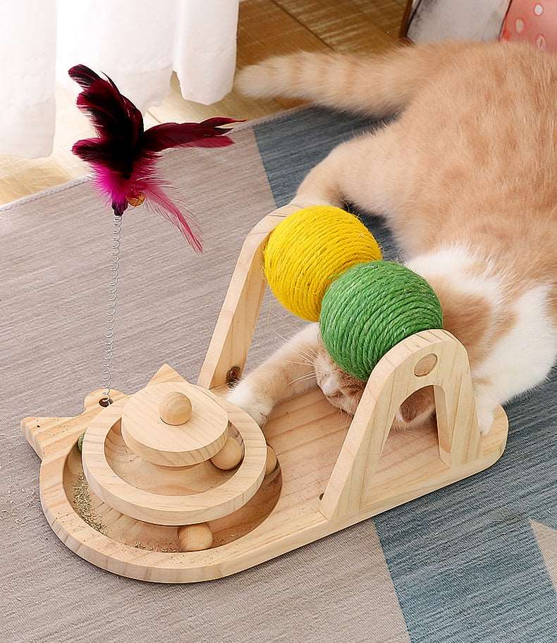 Solid Wood Sisal Ball Cat Toy - Paw Pet Hubs
